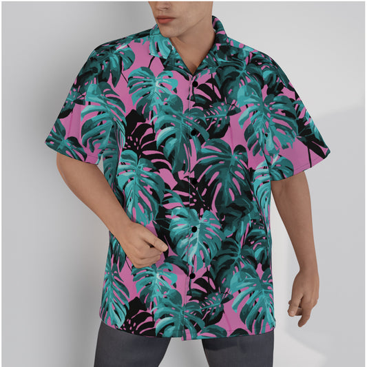 Monstera - Pink and Teal Button-Up