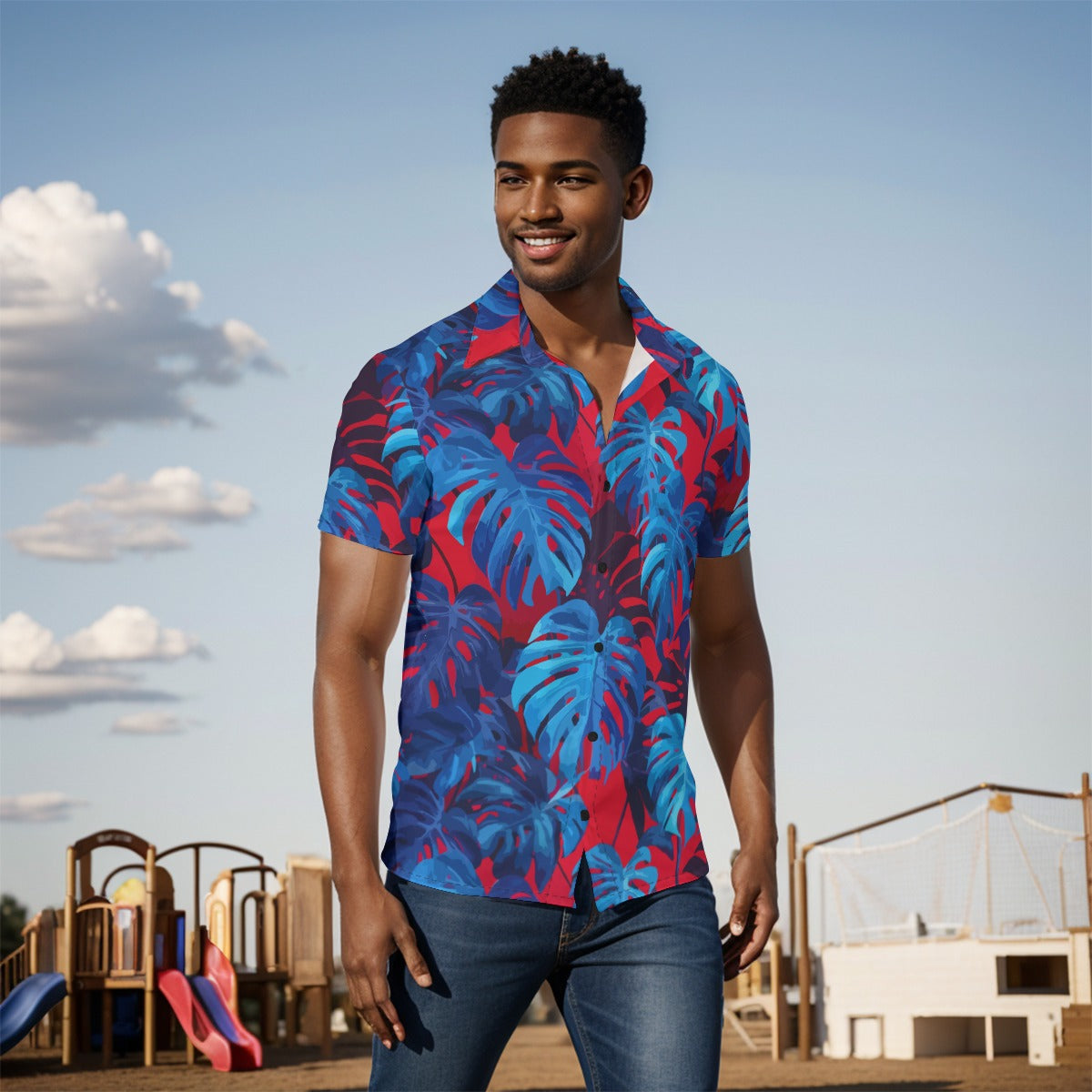 Electric Monstera Hawaiian Shirt