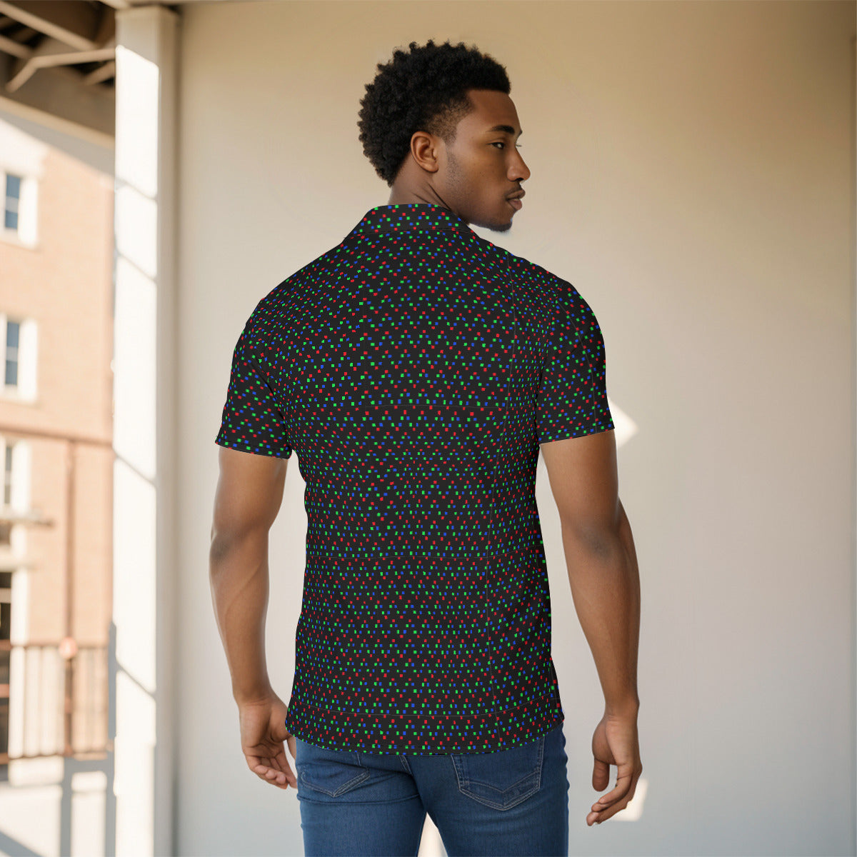 RGB Pixels Button-Up