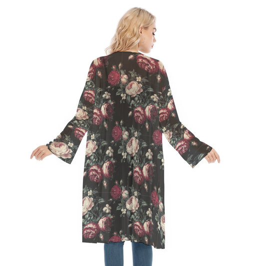 Classic Floral Long Sleeve Mesh Cardigan