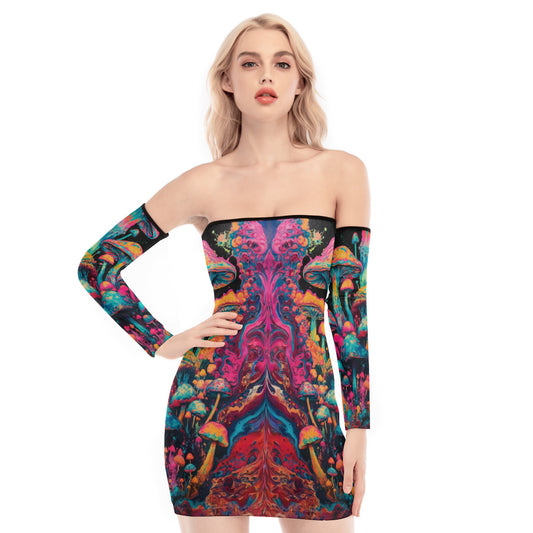 Mushroom Master Off-shoulder Back Lace-up Dress