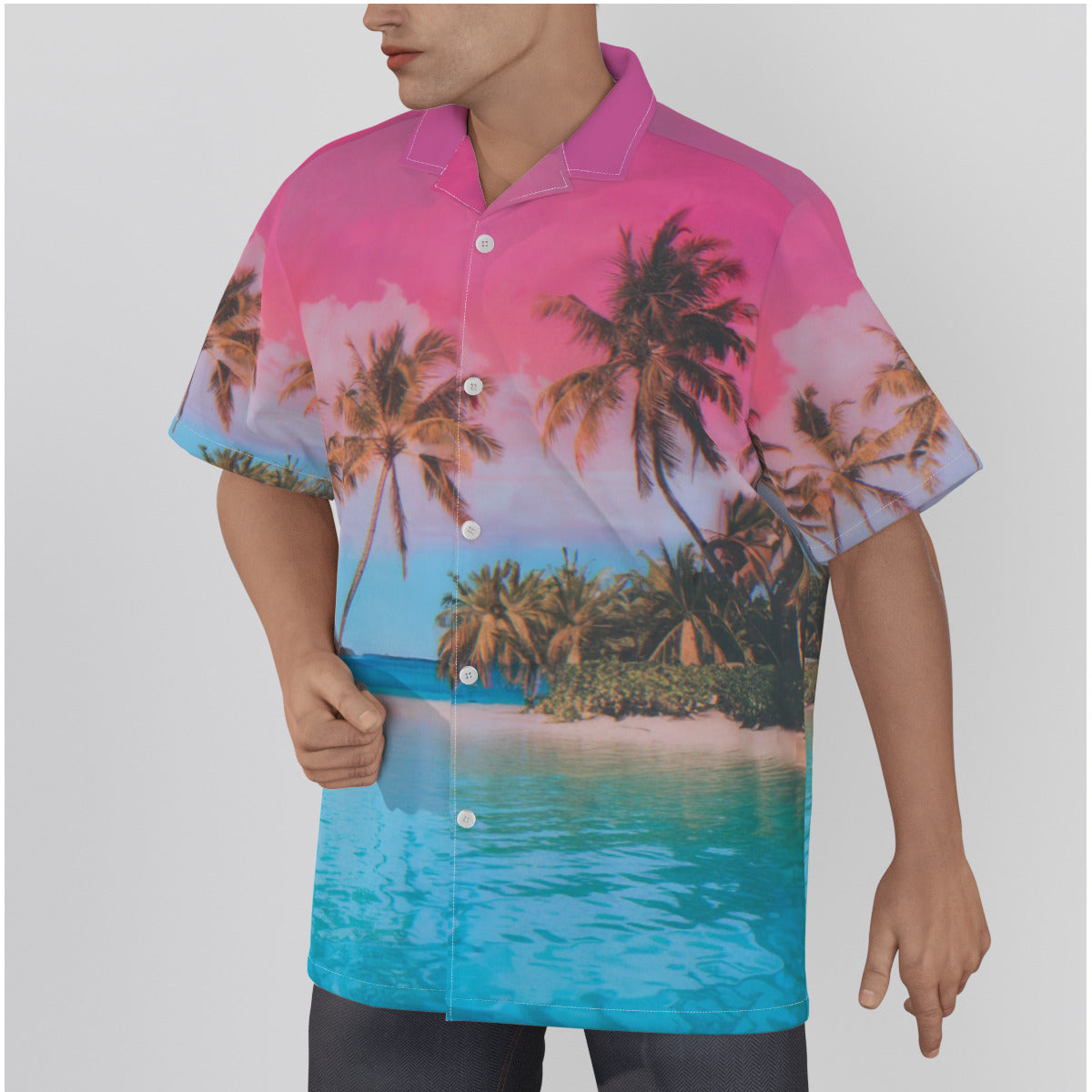 Pastel Palms Getaway Button-up