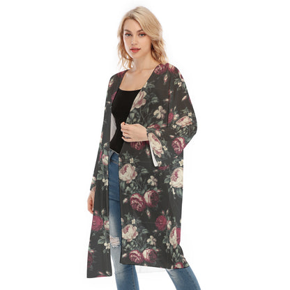 Classic Floral Long Sleeve Mesh Cardigan