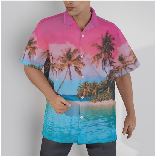 Pastel Palms Getaway Button-up