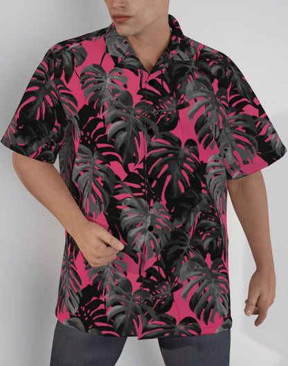 Monstera - Pink and Slate Button-Up