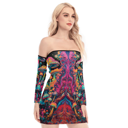 Mushroom Master Off-shoulder Back Lace-up Dress