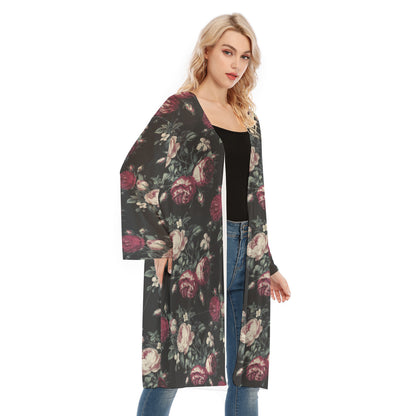 Classic Floral Long Sleeve Mesh Cardigan