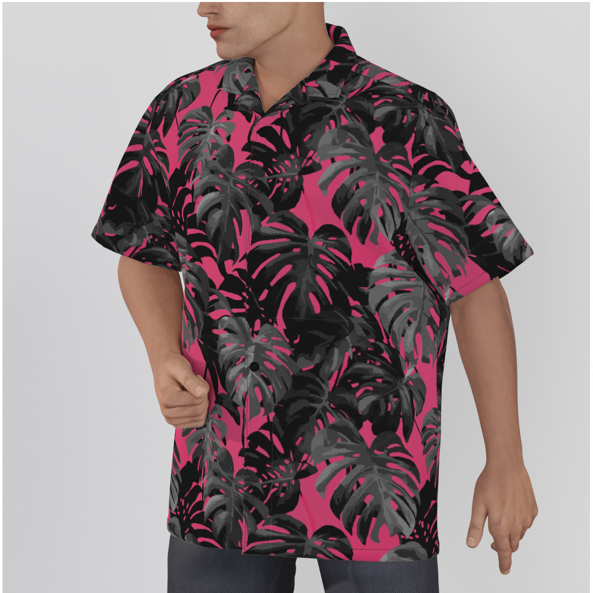 Monstera - Pink and Slate Button-Up