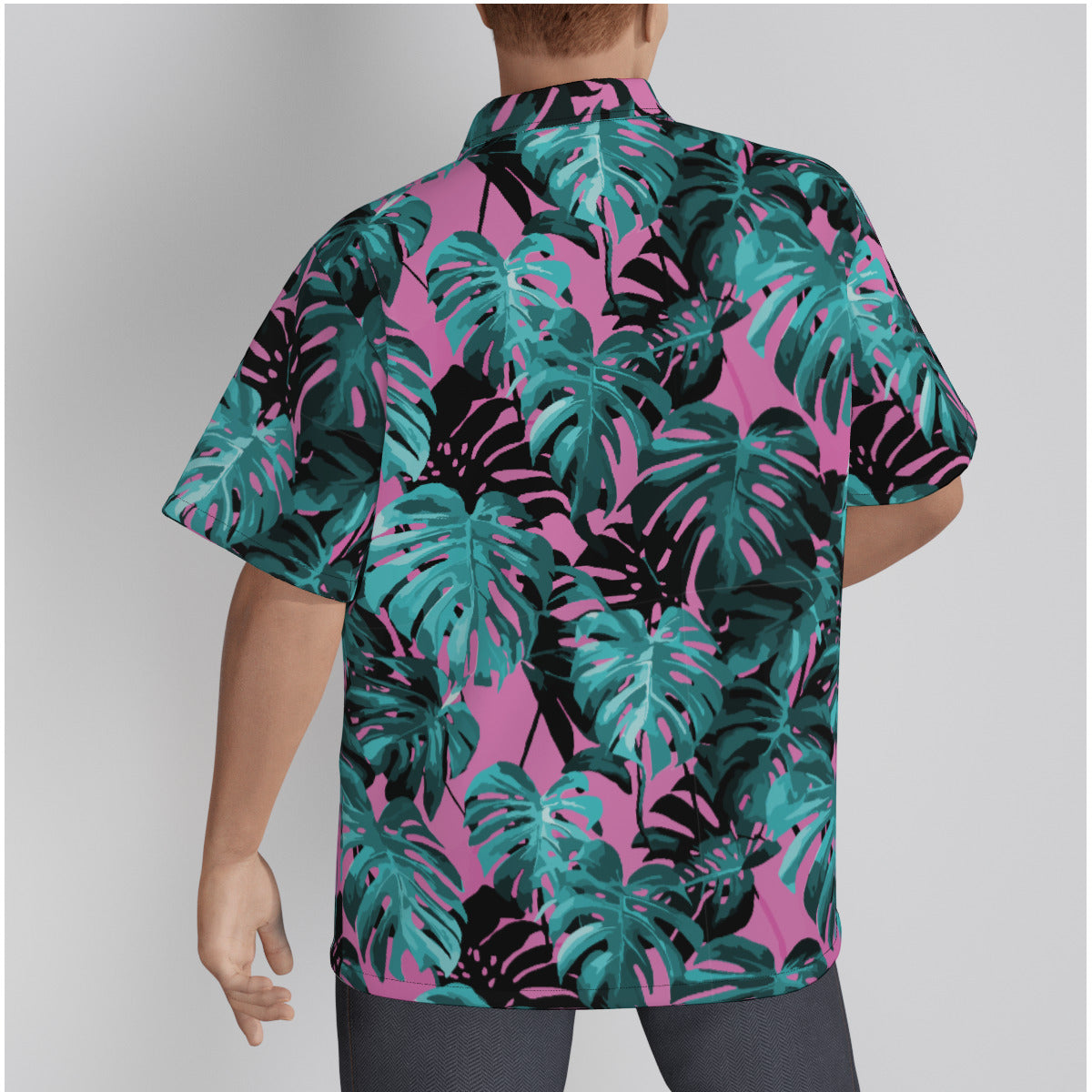 Monstera - Pink and Teal Button-Up