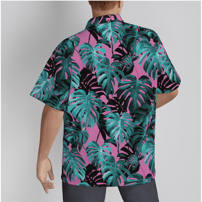 Monstera - Pink and Teal Button-Up