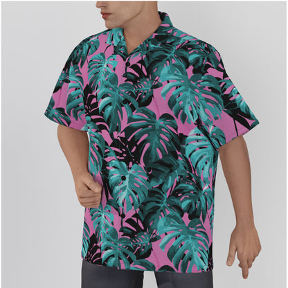 Monstera - Pink and Teal Button-Up